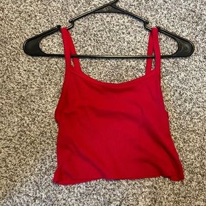 Red cropped tank .